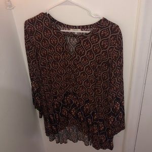 patterned tunic long sleeve top